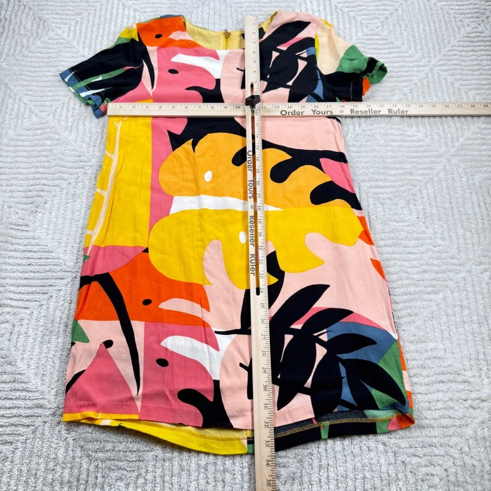 VICI Shift Dress Womens L Tropical Mini Summer AOP Colorblock Resort Art Pop